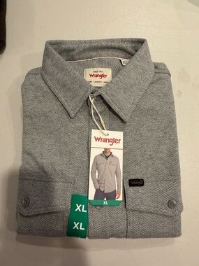 Wrangler Light Gray Herringbone Work Shirt